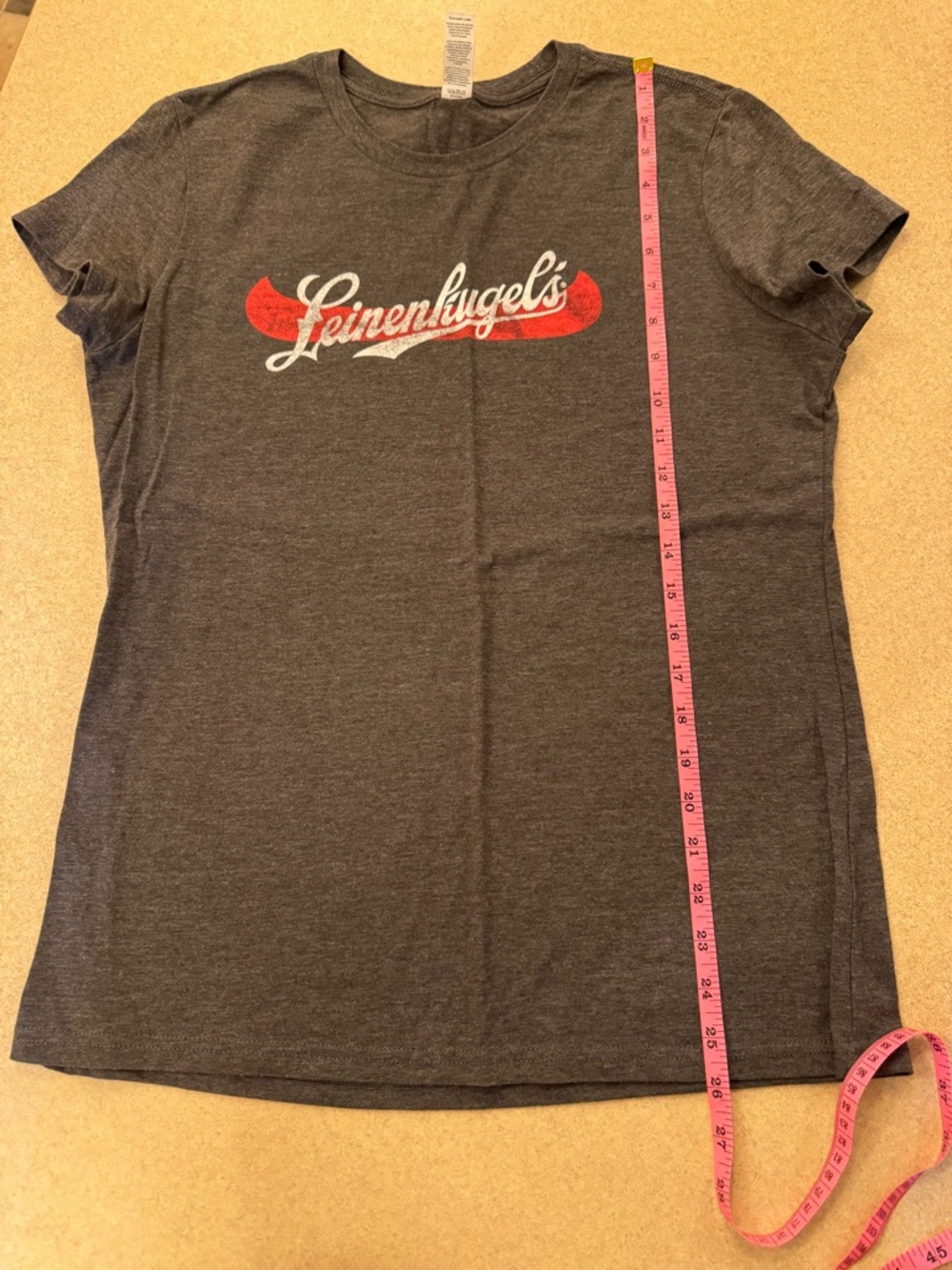District Charcoal Gray Tee with Red and White Leinenkugel's Script - Picture 2 of 3